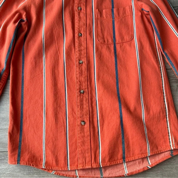 Mens Zara Denim Orange Stripe Button Down  Shirt - Picture 7 of 14